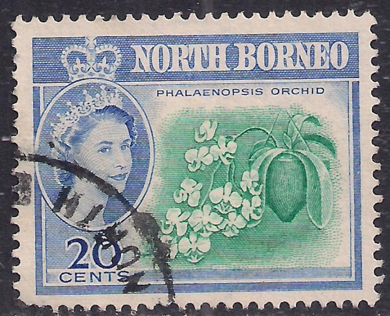 North Borneo 1961 QE2 20ct Blue & Green SG 397 ( L203 )