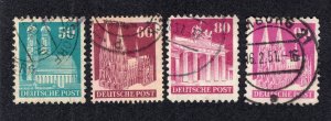 Germany 1948-51 50pf to 90pf, Scott 653, 654a, 655, 567 used, value = $1.60