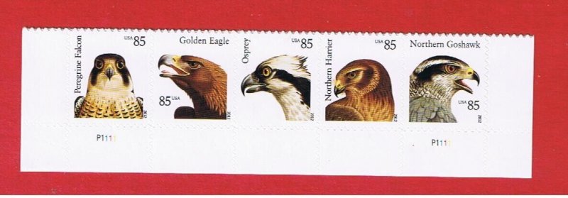 #4608-4612   MNH S/A  strip of 5  Birds of Prey w/PL#  Free S/H 