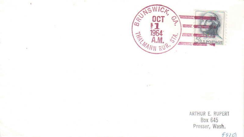 United States Georgia Thalmann Rur. Sta. Brunswick 1964 violet 4f-bar  1957-1...