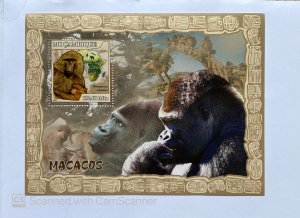 SOUVENIER SHEET , MOZAMBIQUE , GORILLAS , MONKEYS , 2007