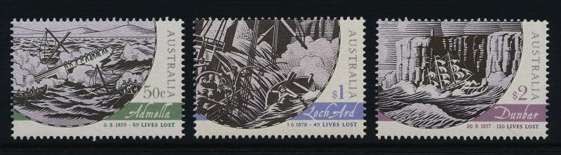 Australia 2671-3 MNH Shipwrecks, Admella, Loch Ard, Dunbar