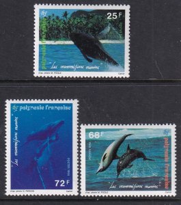 French Polynesia 634-636 Dolphins Whales MNH VF
