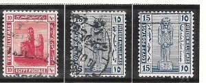 Egypt #69-71    Scenic types of 1914 (U) CV $6.00