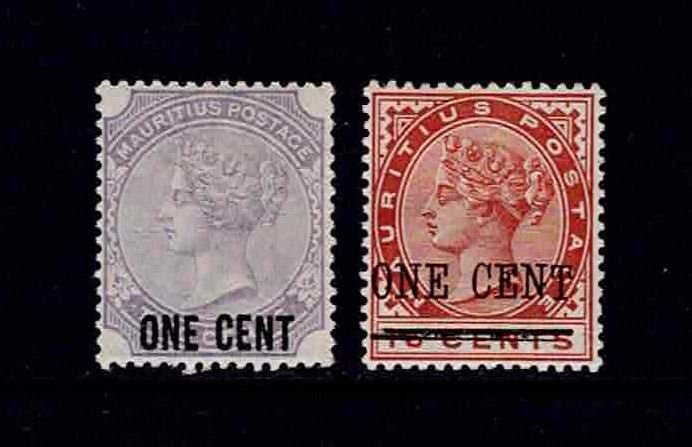 MAURITIUS Sc# 89 - 90 MH F Set 2 Queen Victoria QV
