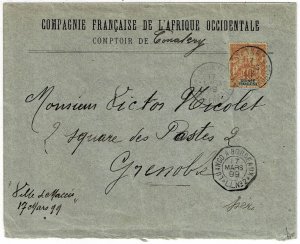 French Guinea 1899 Conakry cancel on cover to Switzerland, Scott 13