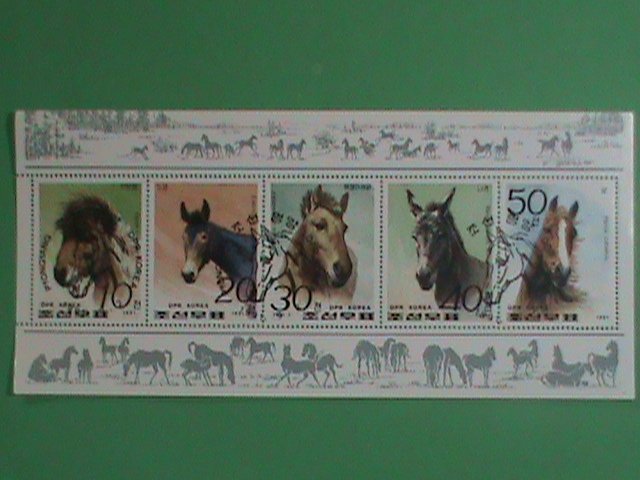 KOREA STAMP: 1991- COLORFUL LOVELY HORSES - CTO- NH S/S SHEET-   VERY RARE AND H