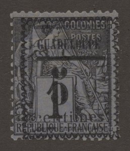 Guadeloupe Scott 6 Unused HOG - 1889 5c on 1c Surcharge - SCV $14.50