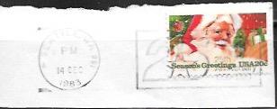 US used stamp on cut corner  - #2064 Christmas - Santa