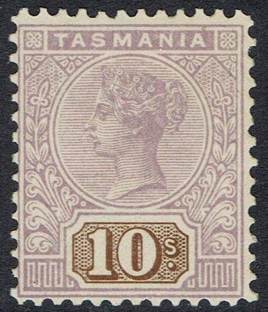 TASMANIA 1906 QV TABLET 10/- WMK CROWN/A PERF 12.5 