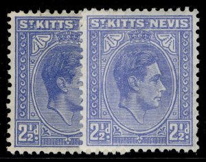 ST KITTS-NEVIS GVI SG72 + 72a, 2½d SHADE VARIETIES, M MINT. Cat £10. 