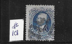 US #101 1867-68 FRANKLIN 90C (BLUE) GRILL 9X13 MM - USED