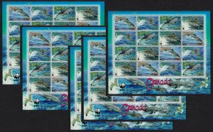 Grenada WWF Clymene Dolphin 5 Sheetlets A 2007 MNH SC#3654a-d SG#5288-5291