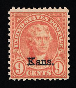 GENUINE SCOTT #667 VF-XF MINT PRISTINE OG NH 1929 KANSAS OVERPRINT ISSUE #8968