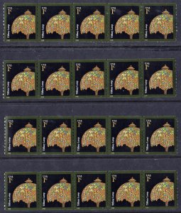 SC#3758A 1¢ Tiffany Lamp Plate Strip of Five: #S11111, Four Strips (2008) MNH