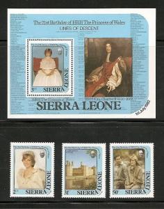 Sierra Leone 1982 Princess Diana Birthday set mnh 531-534