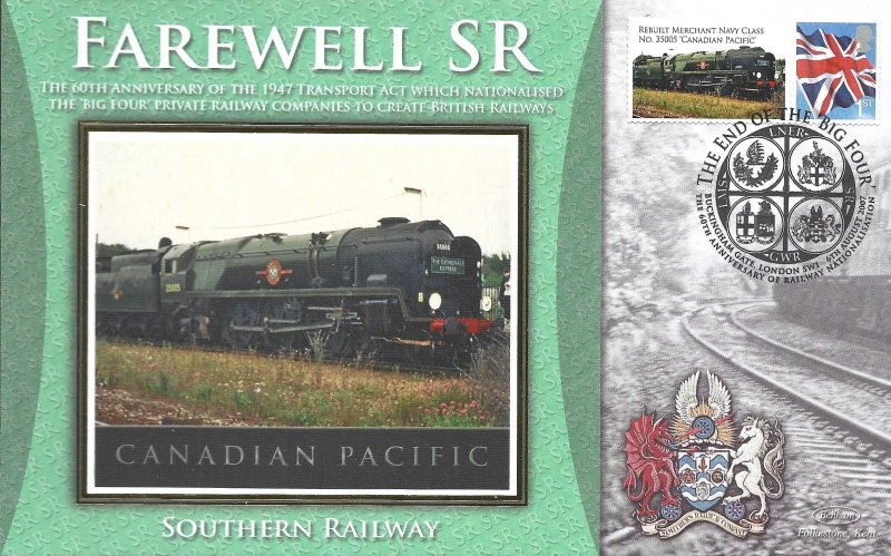 Benham Silk FDC: Farewell SR: Canadian Pacific: 2007