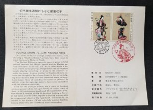 *FREE SHIP Japan Philately Week 1978 Women Costumes Painting (FDC) *card