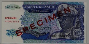 Zaire P-42 unc. banknote/ Specimen