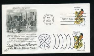 US 1972 State Birds & Flowers - Maryland UA ArtCraft FDC, Dual ST & DC Cancels