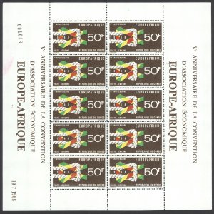 Congo, Peoples Republic Sc# C69 MNH Pane/10 1968 Europafrica