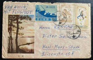 1960 Korea Airmail Cover To Karl Marx Stadt Germany River Scene Cachet