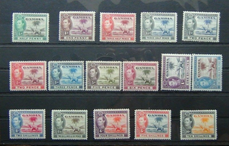 Gambia 1938 - 46 set to 10s MM (some gum imperfections see photo)