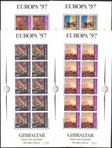 Gibraltar 1997 Europa CEPT Sailing Ships 4 Sheets MNH**