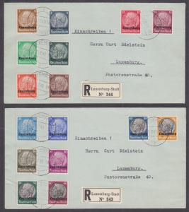 Luxembourg Sc N1-N16 cplt on 2 REGISTERED Covers VF