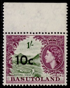 BASUTOLAND QEII SG64, 10s on 1s bronze-green & purple, NH MINT. 