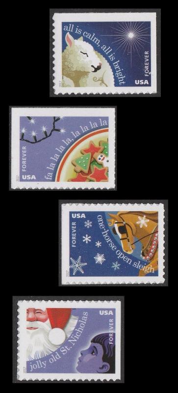 Us 5247 5250 Christmas Carols Forever Set 4 Stamps Mnh 2017 Hipstamp