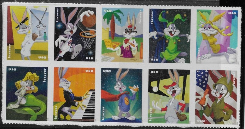 US Scott #5494-5503, Block of 10 2020 Bugs Bunny VF MNH