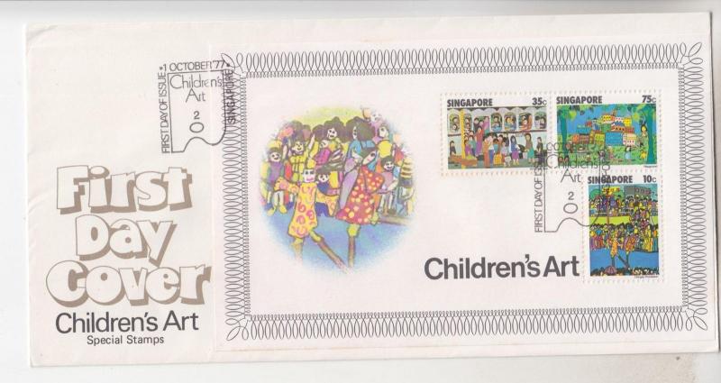 SINGAPORE, 1977 Children's Art Souvenir Sheet on unaddressed fdc.