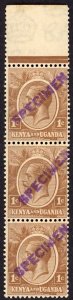 KUT SG76s KGV 1c Pale Brown opt Specimen locally U/M Strip