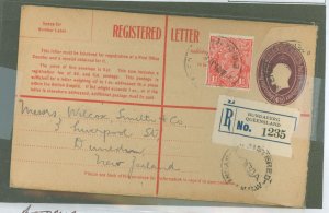 Australia   1928 reg. env., from Bundaberg, 1930 T.P.O. N9LN on reverse