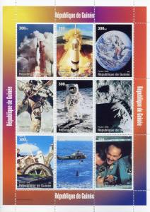 Guinea 1998 MNH Moon Landing Helicopters 9v M/S Space Stamps