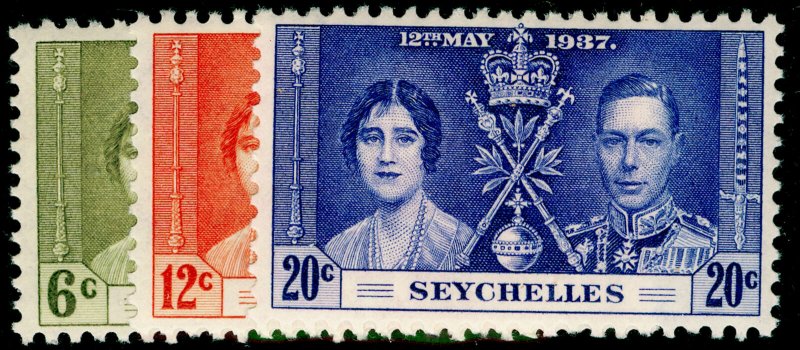 SEYCHELLES SG132-134, COMPLETE SET, NH MINT. CORONATION.