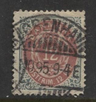 Denmark - Scott 29 - Definitive Issue -1875 - Used - Single 12s Stamp