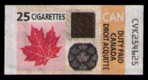 CANADA 2011 DUTY PAID TAX 25 CIGARETTES STAMP TOBACCO REVENUE CAN CANADA