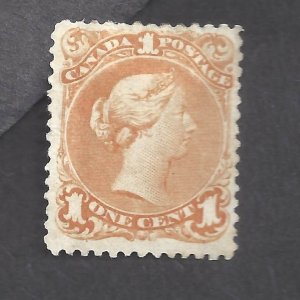 CANADA # 23 VF MINT OGH 1c YELLOW-ORANGE LARGE QUEEN  BS31677