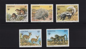 Lesotho Sc #228-32 (1977) 4c Rock Rabbits to 25c Baboons WWF Wildlife Mint VF NH