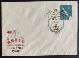 1958 Leszno Poland First Day Cover Glider Flight Of The World Championship OSTIV