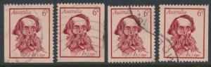 Australia  Sc# 457 E J Eyre Used x4  Booklet stamps see details 