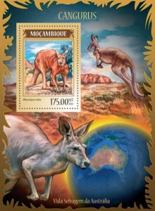 Mozambique 2014  Kangaroos  Stamp Souvenir Sheet 13A-1534