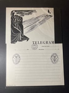 1938 Hungary Telegram Cover Komarom Visszatert Black Silhouette People Bird