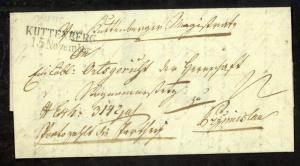 AUSTRIA 1839 15Kr REVENUE ENTIRE MAILED KUTTENBURG to BRZOZOW Galicia POLAND