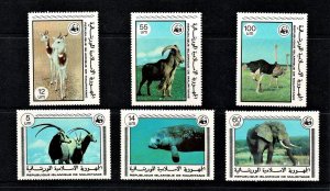 Mauritania 1978 Sc#383/388  W.W.F.Endangered Animals Set (6) Perforated MNH