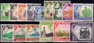 Rhodesia & nyasaland 1959-62 SET OF 15 sg18-31 V.F MNH