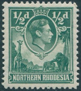 Northern Rhodesia 1938 SG25 ½d green KGVI Giraffe Elephants MLH