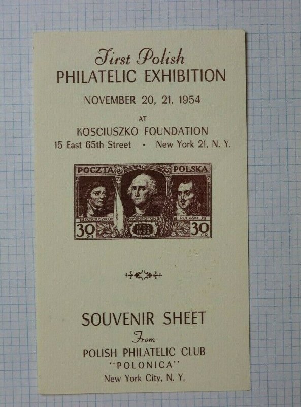 Polonia Koscivszko Polish Expo 1954 1932 30gr 271 276 Philatelic Souvenir Ad 